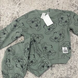 H&M Sage Green Disney Lion King Sweatshirt and Pants Set